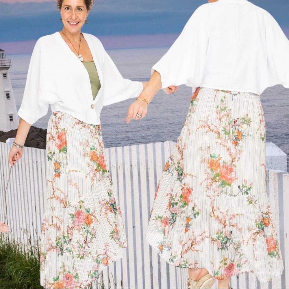 NWT Johnny Was Workshop Colmar Maxi Prairie Lined Skirt Medium